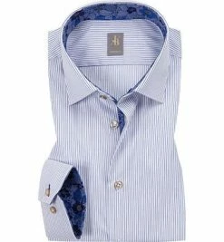 Großhandel 🔥 Jacques Britt Hemd Como Mix 334040/15 Custom Fit, Baumwolle, Weiß-blau gestreift, Blau ❤️