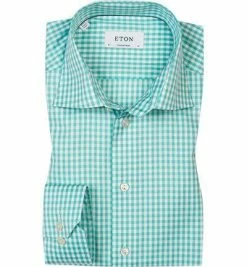 Brandneu 🎁 ETON Hemd 67/79311/63 Contemporary Fit, Twill, Türkis-weiß kariert, Grün ⭐