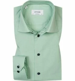 Brandneu 🔔 ETON Hemd 2713/79344/63 Contemporary Fit, Popeline, Hellgrün kariert, Grün 😀