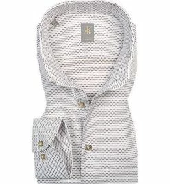 Budget 🌟 Jacques Britt Hemd Roma 364130/22 Slim Fit, Popeline, Weiß-braun gepunktet, Weiß-braun 😉