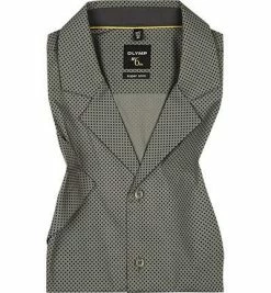 Bestpreis 😉 OLYMP Hemd No. Six Super Slim 2509/12/26 Kurzarmhemd, Super Slim Fit, Baumwolle, Khaki-schwarz gepunktet, Khaki ⌛