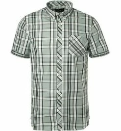 Blitzangebot ✔️ Fred Perry Hemd M3532/959 Kurzarmhemd, Oxford, Mintgrün-grau kariert, Silver blue ⌛