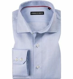 Bestes Angebot 😍 rosso e nero Hemd 1007/1718/10 Tailor Fit, Baumwolle, Bleu meliert, Hellblau 😀