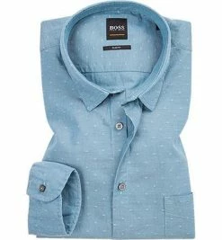 Angebote 🔔 HUGO BOSS Casual Hemd Magneton 50395011/481 Slim Fit, Baumwolle, Türkis meliert, Blau ⭐
