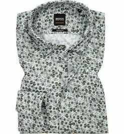 Budget 😍 HUGO BOSS Casual Hemd Relegant 50393095/302 Regular Fit, Fil á Fil, Grün gemustert, Grün 🎉