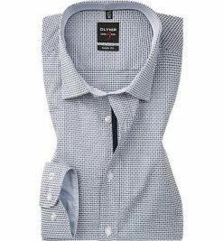 Neu 😍 OLYMP Level Five Body Fit 69EL 2014/29/18 Hemd, Popeline, Extra langer Arm, Dunkelblau gemustert, Marine 🎉