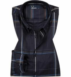 Großhandel ⭐ Fred Perry Hemd M4536/608 Popeline, Nachtblau kariert, Marineblau 🎉