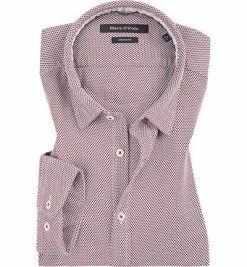 Top 10 ✨ Marc O'Polo Hemd 827 7329 42328/M34 Shaped Fit, Baumwolle, Weiß-bordeaux gemustert, Combo 🎁