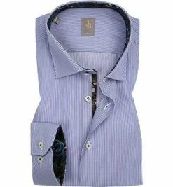 Schlussverkauf ❤️ Jacques Britt Hemd Como Mix 463111/12 Slim Fit, Popeline, Weiß-blau gestreift, Blau 👏