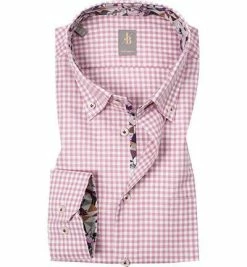 Aktion 🎉 Jacques Britt Hemd Treviso Mix WP 433020/40 Custom Fit, Baumwolle, Rosa kariert, Rosa 👏