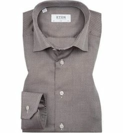 Bestpreis 🌟 ETON Hemd 4064/79511/37 Slim Fit, Oxford, Dunkelbraun gemustert, Weiß-braun 🌟