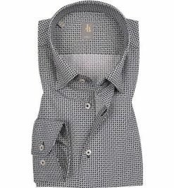 Auslauf 🌟 Jacques Britt Hemd Messia 463440/39 Slim Fit, Popeline, Schwarz gemustert, Schwarz 🌟