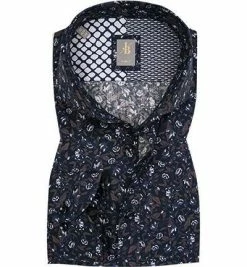 Auslauf 😉 Jacques Britt Hemd Roma 2 Mix 463370/19 Slim Fit, Popeline, Navy gemustert, Dunkelblau 🧨