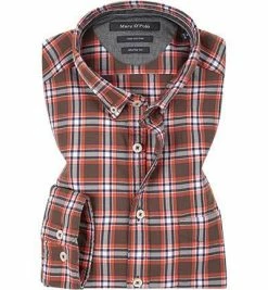 Großhandel ❤️ Marc O'Polo Hemd 829 7248 42326/M23 Shaped Fit, Twill, Orange kariert, Combo 😀