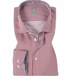Großhandel 😀 Jacques Britt Hemd Como Mix 463510/47 Slim Fit, Popeline, Weiß-dunkelrot gestreift, Rot ❤️