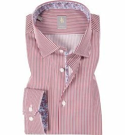 Bester Verkauf 🎁 Jacques Britt Hemd Como Mix 433510/47 Custom Fit, Popeline, Weiß-dunkelrot gestreift, Rot 🎉