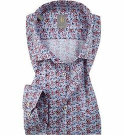 Großhandel 🤩 Jacques Britt Hemd Como 463520/45 Slim Fit, Popeline, Rot-blau gemustert, Rot 🛒