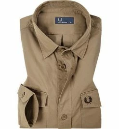 Blitzangebot 🥰 Fred Perry Hemd M4539/534 Popeline, Hellbraun, Braun 🌟