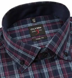 Neu 💯 OLYMP Level Five Body Fit 2039/24/38 Hemd, Popeline, Blau-bordeaux kariert, Chianti ⌛ -Hemden Verkaufsgeschäft 307701 norm2