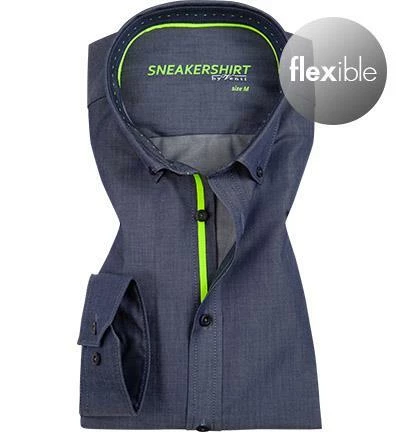 Auslauf 👍 Venti 👟 Sneakershirt 183116400/100 Hemd, Modern Fit, Baumwoll-Stretch, Denim, Dunkelblau 🎁 1 Auslauf 👍 Venti 👟 Sneakershirt 183116400/100 Hemd, Modern Fit, Baumwoll-Stretch, Denim, Dunkelblau 🎁