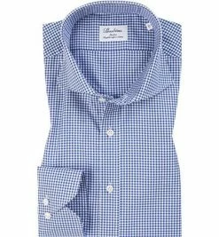 Bester Verkauf 👍 Stenströms Hemd 702111/5132/113 Slimline, Twill, Blau-weiß kariert, Blau 🎁