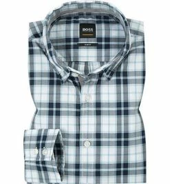 Brandneu 🥰 BOSS Hemd Mabsoot 50399306/404 Slim Fit, Twill, Weiß-blau kariert, Dunkelblau 😉