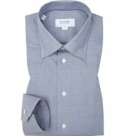 Beste Bewertungen von 🎉 ETON Hemd 3514/61511/27 Slim Fit, Twill, Rauchblau-hellbraun kariert, Graublau 💯