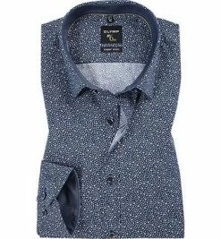 Am billigsten ⭐ OLYMP No Six Super Slim 2546/34/18 Hemd, Super Slim Fit, Popeline, Dunkelblau gemustert, Marine 🤩