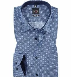 Bester Verkauf ⭐ OLYMP Level Five Body Fit 69EL 2084/39/18 Hemd, Popeline, Extra langer Arm, Blau gemustert, Marine 🔥