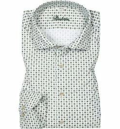 Auslauf 😉 Stenströms Hemd 775901/7783/431 Slimline, Twill, Weiß-grün gemustert, Grün 💯