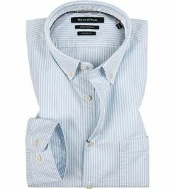 Angebote ❤️ Marc O'Polo Hemd 921 7348 42310/B83 Shaped Fit, Baumwolle, Hellblau-weiß gestreift, Hellblau ✔️