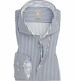 Schlussverkauf 🧨 Jacques Britt Hemd Roma Mix 561020/19 Slim Fit, Twill, Navy gestreift, Dunkelblau 🌟