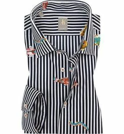 Großhandel 😀 Jacques Britt Hemd Como 531070/19 Custom Fit, Popeline, Nachtblau-weiß gestreift, Dunkelblau 🌟