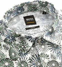 Blitzangebot 🎁 BOSS Hemd Mypop 50404147/100 Slim Fit, Baumwolle, Multicolor gemustert, Weiß ✔️ -Hemden Verkaufsgeschäft 315325 norm2