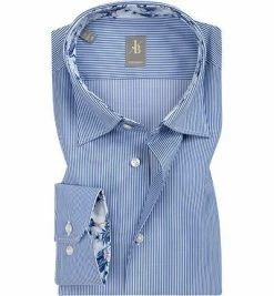 Bester Verkauf 🛒 Jacques Britt Hemd Messina Mix 531160/15 Custom Fit, Popeline, Blau gestreift, Blau 👍