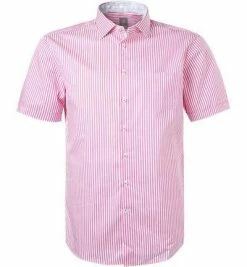 Aktion 🎉 Jacques Britt Hemd Como Mix 531021/40 Kurzarmhemd, Custom Fit, Baumwolle, Pink-weiß gestreift, Rosa 🔥