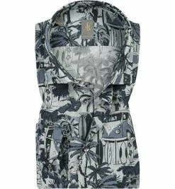 Großhandel 🛒 Jacques Britt Hemd Como 551160/18 Perfect Fit, Baumwolle, Blau gemustert, Blau 🥰