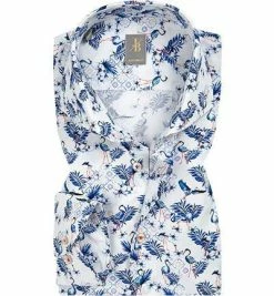 Angebote 🌟 Jacques Britt Hemd Roma 531170/19 Custom Fit, Popeline, Blau-weiß gemustert, Weiß 🌟