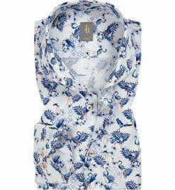 Blitzangebot 🧨 Jacques Britt Hemd Roma 561170/19 Slim Fit, Popeline, Blau-weiß gemustert, Weiß 🥰