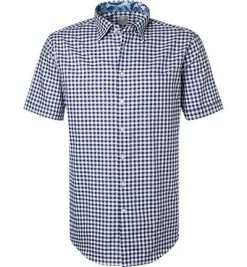 Großhandel ✔️ Jacques Britt Hemd Messina Mix 531101/15 Kurzarmhemd, Custom Fit, Popeline, Blau-weiß kariert, Indigo 👏