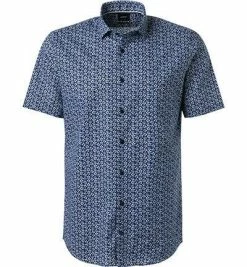 Bestpreis 🥰 Strellson Hemd Skip 30014461/410 Kurzarmhemd, Slim Fit, Baumwolle, Blau gemustert, Blau 🧨