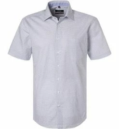 Rabatt 😍 Seidensticker Hemd 119829/13 Kurzarmhemd, Modern Fit, Baumwolle, Weiß gemustert, Blau 🛒