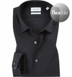Brandneu 🎁 Calvin Klein Hemd K10K103025/001 Slim Fit, Popeline, Schwarz 🎁