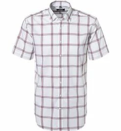 Bestpreis 🔥 Seidensticker Hemd 190783/47 Kurzarmhemd, Modern Fit, Popeline,weiß-rot kariert, Rot 🌟
