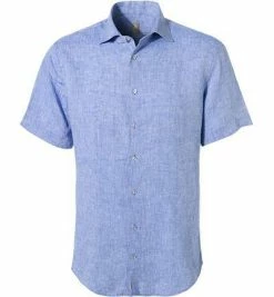 Neu ❤️ Jacques Britt Hemd Rimini 1/2 551101/15 Kurzarmhemd, Perfect Fit, Reines Leinen, Hellblau meliert, 👖 Jeansblau ✨