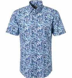 Auslauf 👍 Jacques Britt Hemd Messina 1/2 531131/16 Kurzarmhemd, Custom Fit, Popeline, Blau gemustert, Blau ❤️