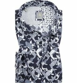 Am billigsten ⭐ Jacques Britt Hemd Como Mix 531370/19 Custom Fit, Baumwolle, Navy-weiß gemustert, Dunkelblau 🎉