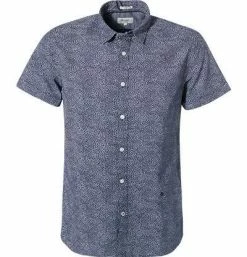 Angebote 🥰 Pepe 👖 Jeans Hemd Steve PM305850/0AA Kurzarmhemd, Slim Fit, Popeline, Blau gemustert, Dunkelblau 🛒