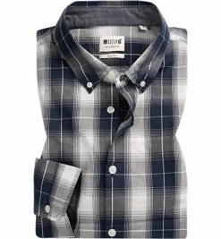 Schlussverkauf 😀 MUSTANG Hemd 1006883/11202 Slim Fit, Baumwolle, Marineblau-weiß kariert, Marineblau 💯