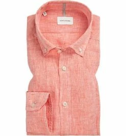 Aktion 😀 RENÉ LEZARD Hemd 92/07/X531W/8501/242 Reines Leinen, Lachsorange meliert, Lachsorange 🧨